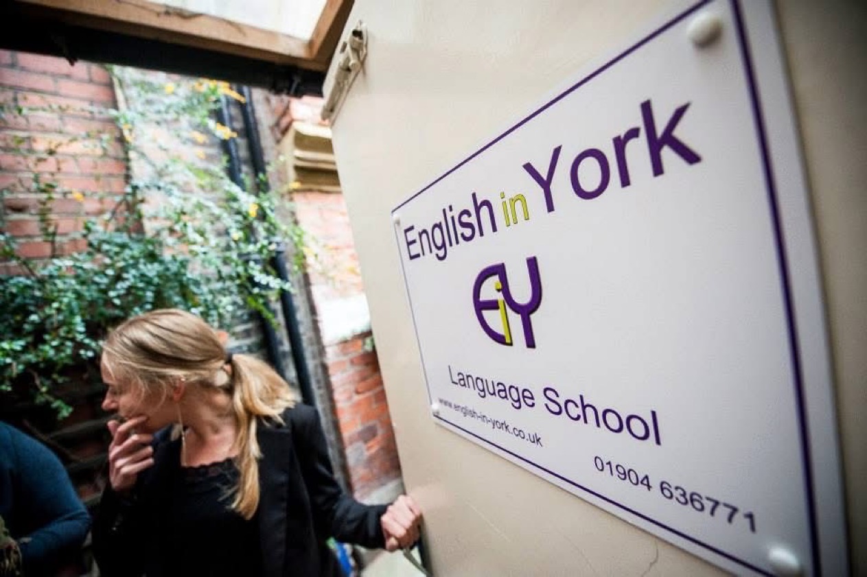 The English in York language school sign